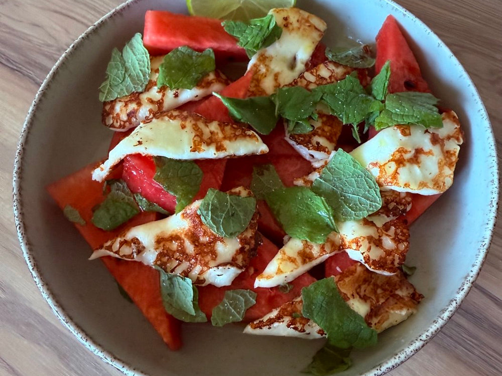 Sałatka z halloumi i arbuzem, zdjęcie autorskie Aliny Paszek
